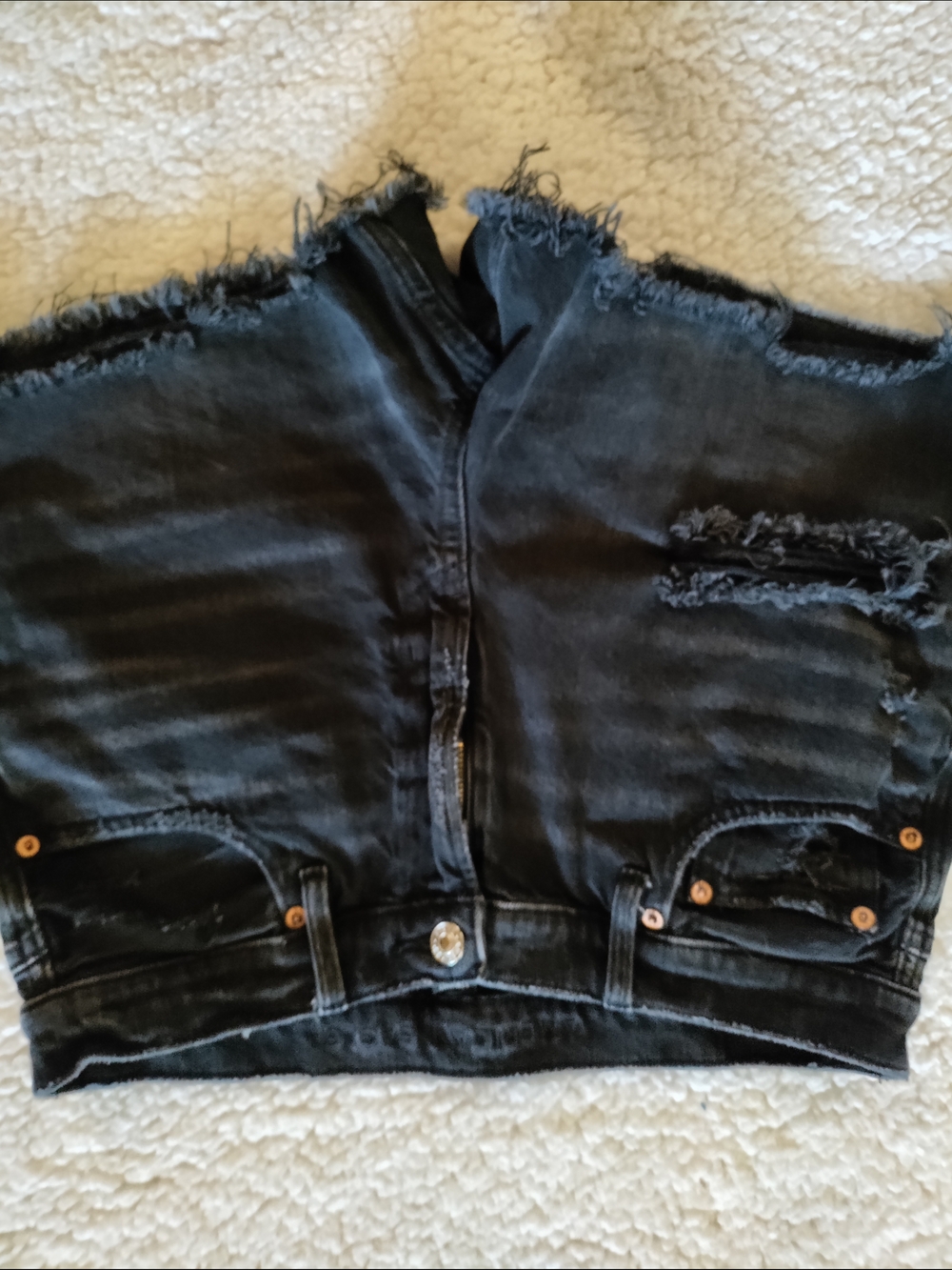 American Eagle Outfitters Black Denim Shorts with Copper Accent